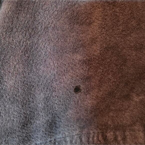 Vtg 90s Y2K Colorblock Stripped Leather Trench Coat Hood Outdoor Exchange L Read - Picture 4 of 15